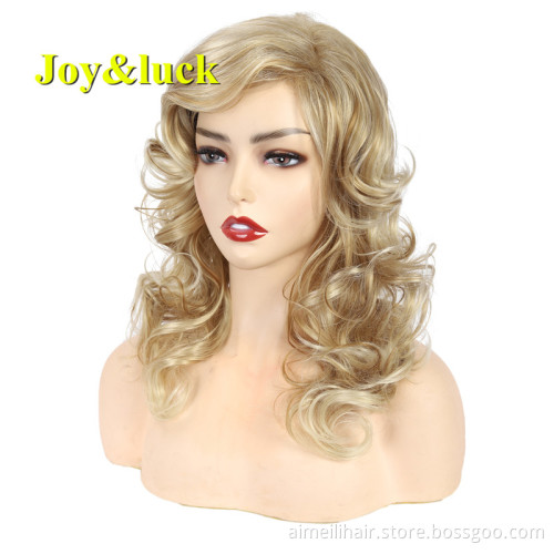 Wavy Hair Wholesale Wigs African Wigs for Black Women Cosplay Party Brown Ombre Blonde Long Curly Natural Synthetic Hair Wigs